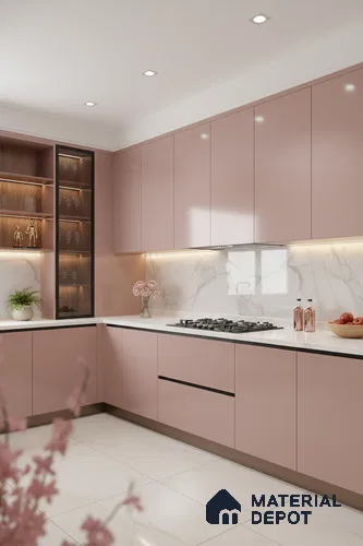 Ferrero 1B 0844 Dusky Blush 8 ft x 4 ft Solid Series High Gloss Finish Acrylic Laminate - 1.5 mm (LM 01140) | Matching Edgeband Code - 844 | Suitable for Kitchen Cabinets, Study Areas, Wardrobe