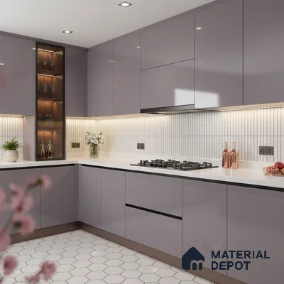 Ferrero 1B 0847 Muted Violet 8 ft x 4 ft Solid Series High Gloss Finish Acrylic Laminate - 1.5 mm (LM 01143) | Matching Edgeband Code - 847 | Suitable for Kitchen Cabinets, Study Areas, Wardrobe