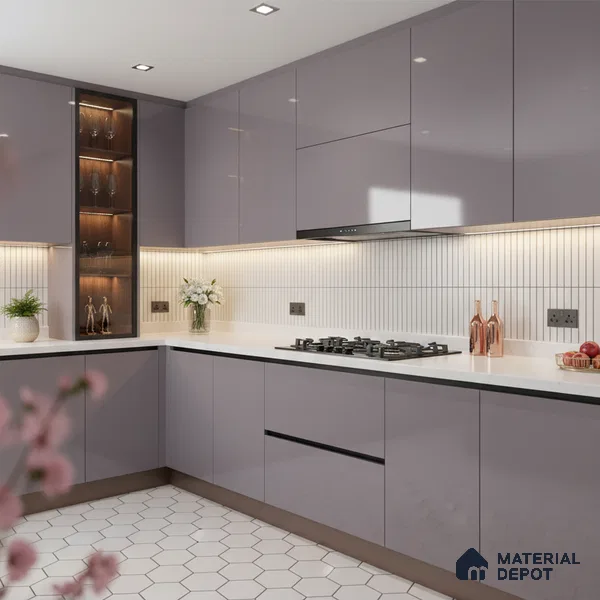 Ferrero 1B 0847 Muted Violet 8 ft x 4 ft Solid Series High Gloss Finish Acrylic Laminate - 1.5 mm (LM 01143) | Matching Edgeband Code - 847 | Suitable for Kitchen Cabinets, Study Areas, Wardrobe