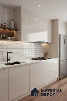 Ferrero 1B 0897 Vanilla White 8 ft x 4 ft Solid Series High Gloss Finish Acrylic Laminate - 1.5 mm (LM 01147) | Matching Edgeband Code - 897 | Suitable for Kitchen Cabinets, Study Areas, Wardrobe
