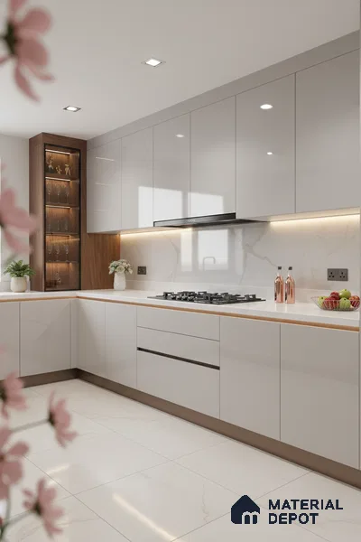Ferrero 1B 0898 Misty Gray 8 ft x 4 ft Solid Series High Gloss Finish Acrylic Laminate - 1.5 mm (LM 01148) | Matching Edgeband Code - 898 | Suitable for Kitchen Cabinets, Study Areas, Wardrobe