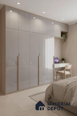 Ferrero 1B 0898 Misty Gray 8 ft x 4 ft Solid Series High Gloss Finish Acrylic Laminate - 1.5 mm (LM 01148) | Matching Edgeband Code - 898 | Suitable for Kitchen Cabinets, Study Areas, Wardrobe