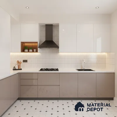 Ferrero 1B 0803 Dusty Taupe 8 ft x 4 ft Solid Series High Gloss Finish Acrylic Laminate - 1.5 mm (LM 01150) | Matching Edgeband Code - 803 | Suitable for Kitchen Cabinets, Study Areas, Wardrobe