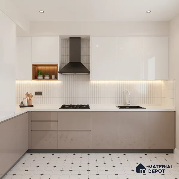 Ferrero 1B 0803 Dusty Taupe 8 ft x 4 ft Solid Series High Gloss Finish Acrylic Laminate - 1.5 mm (LM 01150) | Matching Edgeband Code - 803 | Suitable for Kitchen Cabinets, Study Areas, Wardrobe