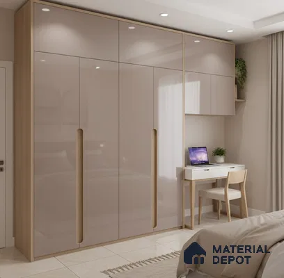 Ferrero 1B 0803 Dusty Taupe 8 ft x 4 ft Solid Series High Gloss Finish Acrylic Laminate - 1.5 mm (LM 01150) | Matching Edgeband Code - 803 | Suitable for Kitchen Cabinets, Study Areas, Wardrobe