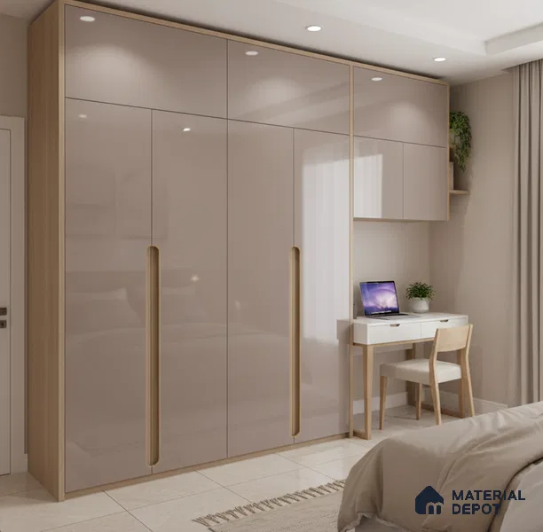 Ferrero 1B 0803 Dusty Taupe 8 ft x 4 ft Solid Series High Gloss Finish Acrylic Laminate - 1.5 mm (LM 01150) | Matching Edgeband Code - 803 | Suitable for Kitchen Cabinets, Study Areas, Wardrobe