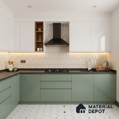 Ferrero 1B 0896 Meadow Green 8 ft x 4 ft Solid Series High Gloss Finish Acrylic Laminate - 1.5 mm (LM 01154) | Matching Edgeband Code - 896 | Suitable for Kitchen Cabinets, Study Areas, Wardrobe