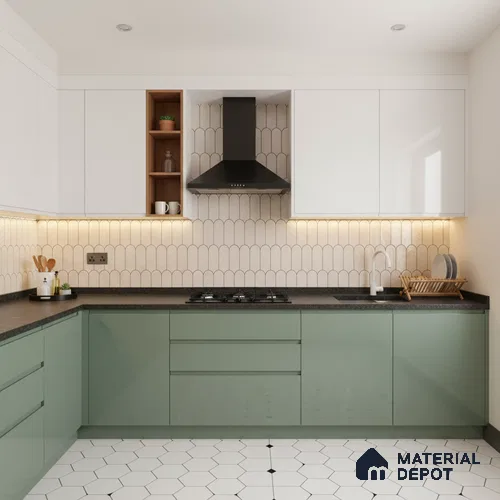 Ferrero 1B 0896 Meadow Green 8 ft x 4 ft Solid Series High Gloss Finish Acrylic Laminate - 1.5 mm (LM 01154) | Matching Edgeband Code - 896 | Suitable for Kitchen Cabinets, Study Areas, Wardrobe
