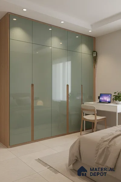 Ferrero 1B 0896 Meadow Green 8 ft x 4 ft Solid Series High Gloss Finish Acrylic Laminate - 1.5 mm (LM 01154) | Matching Edgeband Code - 896 | Suitable for Kitchen Cabinets, Study Areas, Wardrobe