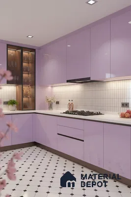 Ferrero 1B 0832 French Lilac 8 ft x 4 ft Solid Series High Gloss Finish Acrylic Laminate - 1.5 mm (LM 01161) | Matching Edgeband Code - 832 | Suitable for Kitchen Cabinets, Study Areas, Wardrobe
