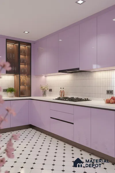Ferrero 1B 0832 French Lilac 8 ft x 4 ft Solid Series High Gloss Finish Acrylic Laminate - 1.5 mm (LM 01161) | Matching Edgeband Code - 832 | Suitable for Kitchen Cabinets, Study Areas, Wardrobe