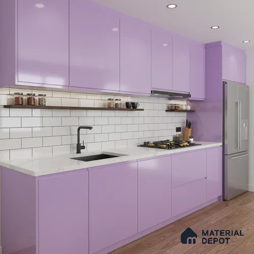 Ferrero 1B 0832 French Lilac 8 ft x 4 ft Solid Series High Gloss Finish Acrylic Laminate - 1.5 mm (LM 01161) | Matching Edgeband Code - 832 | Suitable for Kitchen Cabinets, Study Areas, Wardrobe