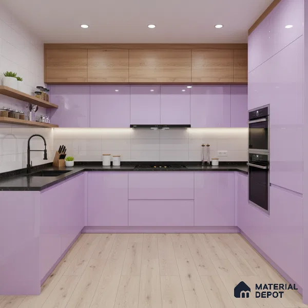 Ferrero 1B 0832 French Lilac 8 ft x 4 ft Solid Series High Gloss Finish Acrylic Laminate - 1.5 mm (LM 01161) | Matching Edgeband Code - 832 | Suitable for Kitchen Cabinets, Study Areas, Wardrobe