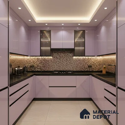 Ferrero 1B 0832 French Lilac 8 ft x 4 ft Solid Series High Gloss Finish Acrylic Laminate - 1.5 mm (LM 01161) | Matching Edgeband Code - 832 | Suitable for Kitchen Cabinets, Study Areas, Wardrobe