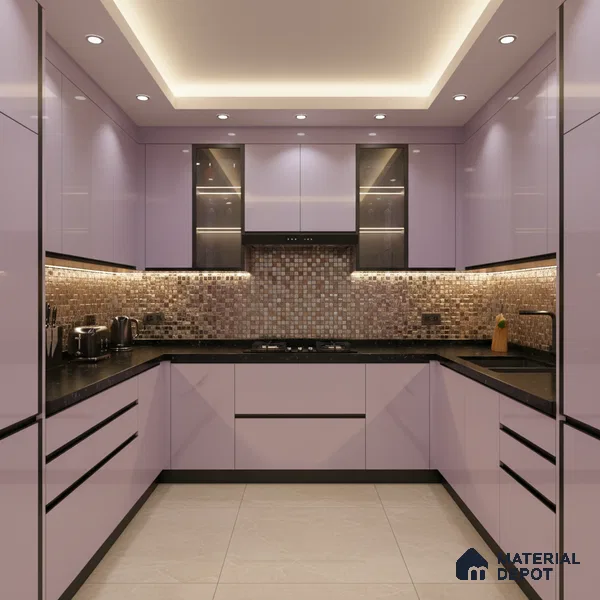 Ferrero 1B 0832 French Lilac 8 ft x 4 ft Solid Series High Gloss Finish Acrylic Laminate - 1.5 mm (LM 01161) | Matching Edgeband Code - 832 | Suitable for Kitchen Cabinets, Study Areas, Wardrobe