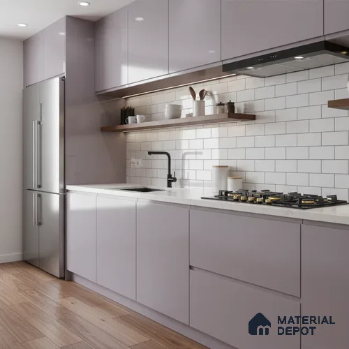 Ferrero 1B 0831 Lavender Lilac 8 ft x 4 ft Solid Series High Gloss Finish Acrylic Laminate - 1.5 mm (LM 01162) | Matching Edgeband Code - 831 | Suitable for Kitchen Cabinets, Study Areas, Wardrobe