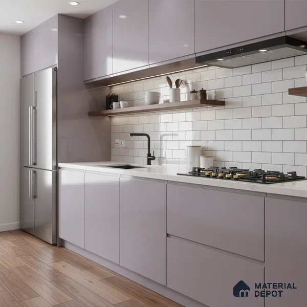 Ferrero 1B 0831 Lavender Lilac 8 ft x 4 ft Solid Series High Gloss Finish Acrylic Laminate - 1.5 mm (LM 01162) | Matching Edgeband Code - 831 | Suitable for Kitchen Cabinets, Study Areas, Wardrobe