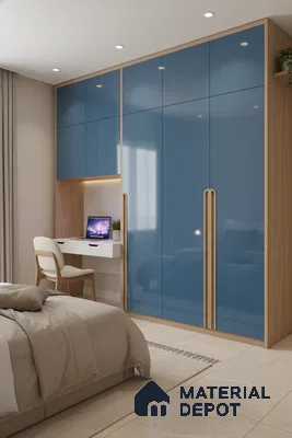 Ferrero 1B 0888 Midnight Aqua 8 ft x 4 ft Solid Series High Gloss Finish Acrylic Laminate - 1.5 mm (LM 01163) | Matching Edgeband Code - 888 | Suitable for Kitchen Cabinets, Study Areas, Wardrobe