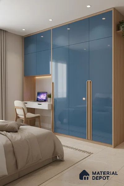 Ferrero 1B 0888 Midnight Aqua 8 ft x 4 ft Solid Series High Gloss Finish Acrylic Laminate - 1.5 mm (LM 01163) | Matching Edgeband Code - 888 | Suitable for Kitchen Cabinets, Study Areas, Wardrobe