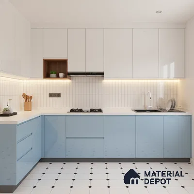 Ferrero 1B 0837 Sky Blue 8 ft x 4 ft Solid Series High Gloss Finish Acrylic Laminate - 1.5 mm (LM 01165) | Matching Edgeband Code - 837 | Suitable for Kitchen Cabinets, Study Areas, Wardrobe