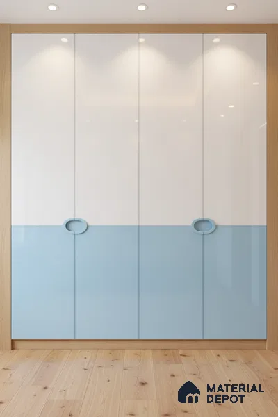 Ferrero 1B 0837 Sky Blue 8 ft x 4 ft Solid Series High Gloss Finish Acrylic Laminate - 1.5 mm (LM 01165) | Matching Edgeband Code - 837 | Suitable for Kitchen Cabinets, Study Areas, Wardrobe