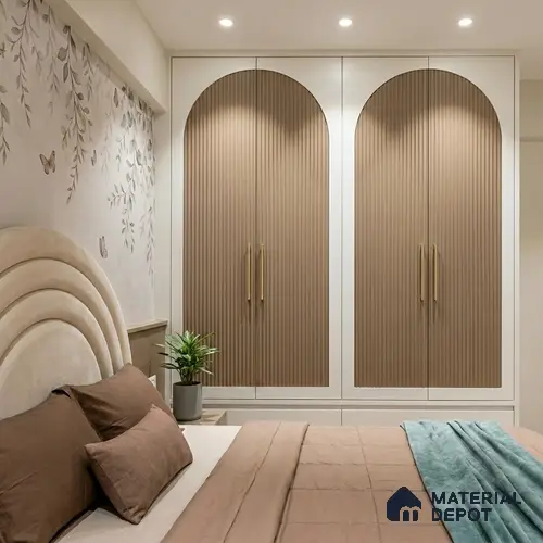 Fluted Solid Color Look LM 01195 Moon Stone 8 ft x 4 ft Texture Finish Laminates - 1 mm  | Suitable for TV Unit, Wardrobe, Kitchen Cabinets