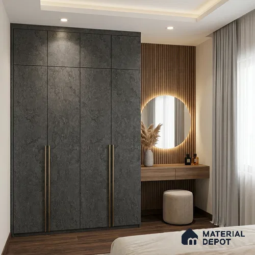 Stone Look LM 01198 Zenith Dark 8 ft x 4 ft Texture Finish Laminates - 1 mm  | Suitable for TV Unit, Wardrobe, Kitchen Cabinets
