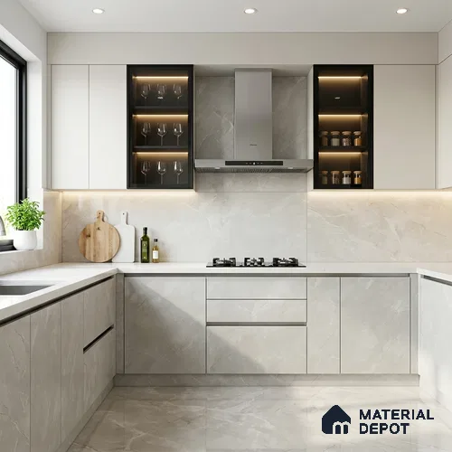 LM 01202 Iceland Grey 8 ft x 4 ft Super Matte Finish Laminates - 1 mm | Suitable for TV Unit, Wardrobe, Kitchen Cabinets