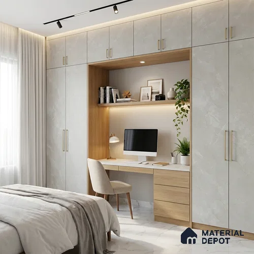 LM 01202 Iceland Grey 8 ft x 4 ft Super Matte Finish Laminates - 1 mm  | Suitable for TV Unit, Wardrobe, Kitchen Cabinets