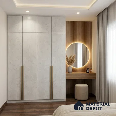 Stone Look LM 01204 Tokyo Serene 8 ft x 4 ft Texture Finish Laminates - 1 mm  | Suitable for TV Unit, Wardrobe, Kitchen Cabinets