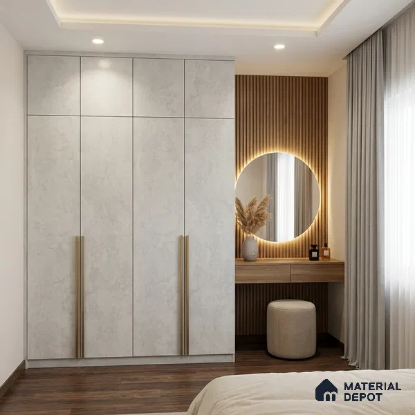Stone Look LM 01204 Tokyo Serene 8 ft x 4 ft Texture Finish Laminates - 1 mm  | Suitable for TV Unit, Wardrobe, Kitchen Cabinets
