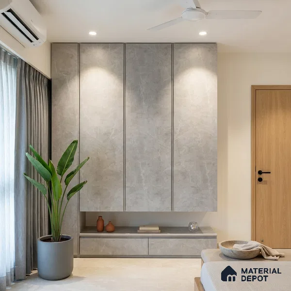 Marble Look LM 01255 Dull Calacatta 8 ft x 4 ft Texture Finish Decorative Laminate - 1 mm | Suitable for TV Unit, Wardrobe, Kitchen Cabinets