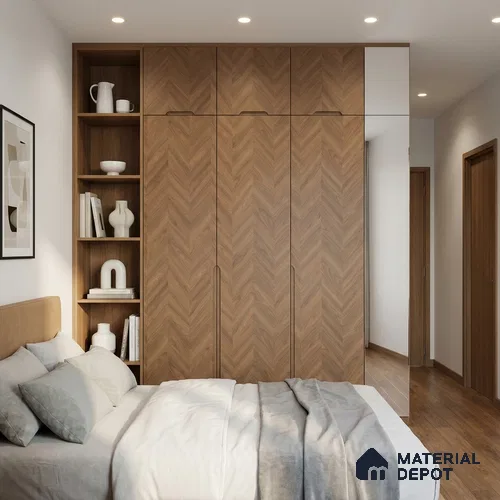 Wooden Look LM 01257 V Wooden 8 ft x 4 ft Chevron Planks Finish Decorative Laminate - 1 mm | Suitable for TV Unit, Wardrobe, Kitchen Cabinets