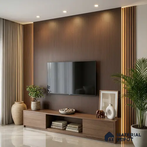 Wooden Fluted Look LM 01258 Redian 8 ft x 4 ft Bamboo Channel Finish Decorative Laminate - 1 mm | Suitable for TV Unit, Wardrobe, Kitchen Cabinets