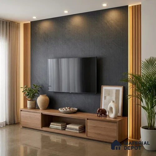 Marble Fluted Look LM 01259 Calatorano 8 ft x 4 ft Glassious Flute Finish Decorative Laminate - 1 mm | Suitable for TV Unit, Wardrobe, Kitchen Cabinets