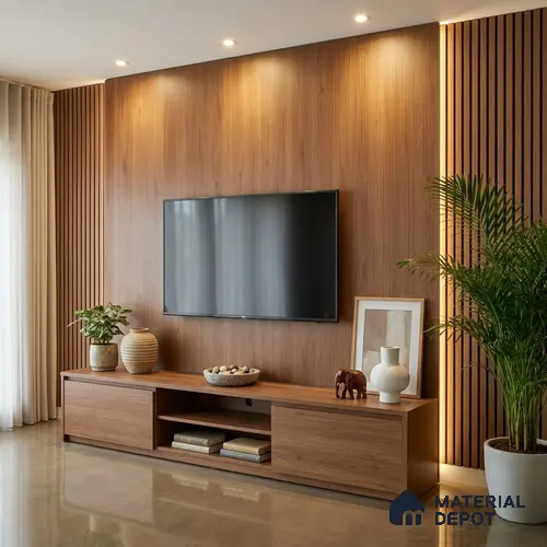 Wooden Fluted Look LM 01260 Cyprus 8 ft x 4 ft Bamboo Channel Finish Decorative Laminate - 1 mm | Suitable for TV Unit, Wardrobe, Kitchen Cabinets
