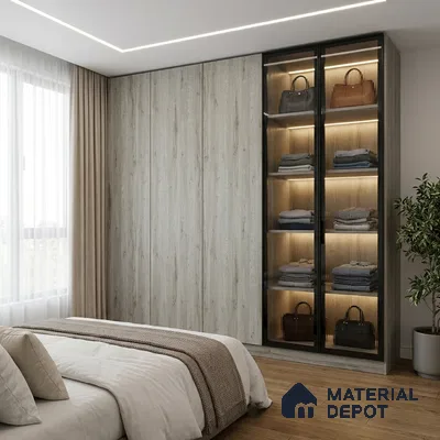Wooden Look LM 01287 8 ft x 4 ft Suede Finish Decorative Laminate - 1 mm | Suitable for TV Unit, Wardrobe, Kitchen Cabinets