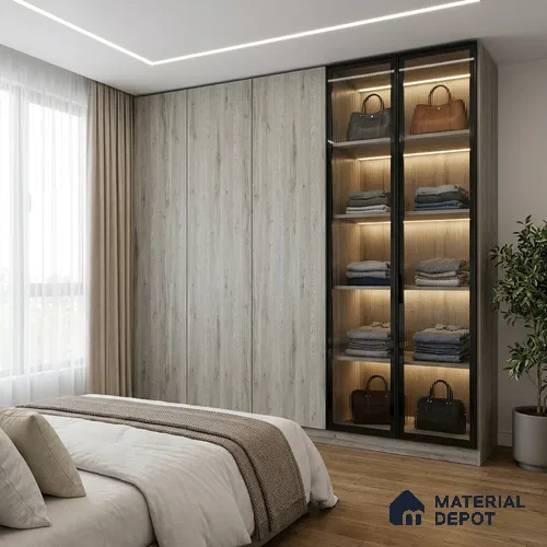 Wooden Look LM 01287 8 ft x 4 ft Suede Finish Decorative Laminate - 1 mm | Suitable for TV Unit, Wardrobe, Kitchen Cabinets