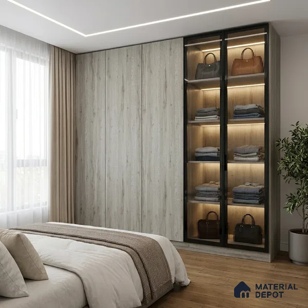 Wooden Look LM 01287 8 ft x 4 ft Suede Finish Decorative Laminate - 1 mm | Suitable for TV Unit, Wardrobe, Kitchen Cabinets