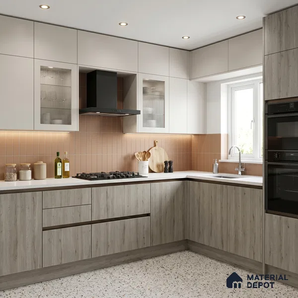 Wooden Look LM 01287 8 ft x 4 ft Suede Finish Decorative Laminate - 1 mm | Suitable for TV Unit, Wardrobe, Kitchen Cabinets