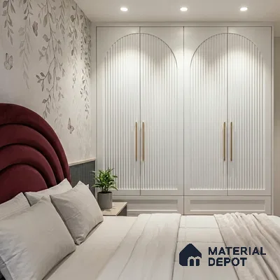 Fluted Solid Color Look LM 01347 Nickel Grey 8 ft x 4 ft Texture Finish Decorative Laminate - 1 mm  | Suitable for TV Unit, Wardrobe, Kitchen Cabinets