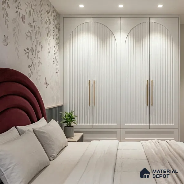 Fluted Solid Color Look LM 01347 Nickel Grey 8 ft x 4 ft Texture Finish Decorative Laminate - 1 mm  | Suitable for TV Unit, Wardrobe, Kitchen Cabinets