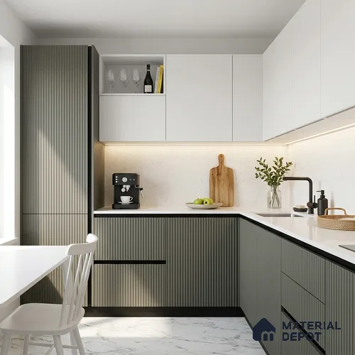 Fluted Solid Color Look LM 01348 Sheer 8 ft x 4 ft Texture Finish Decorative Laminate - 1 mm | Suitable for TV Unit, Wardrobe, Kitchen Cabinets