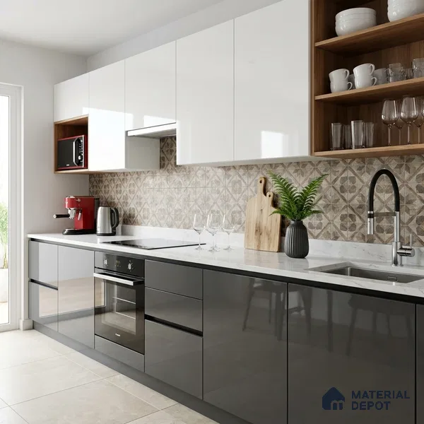 LM 01360 8 ft x 4 ft High Gloss Finish Decorative Laminate - 1 mm  | Suitable for Living Room, Kitchen, Office
