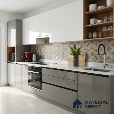 LM 01361 8 ft x 4 ft High Gloss Finish Decorative Laminate - 1 mm  | Suitable for Living Room, Kitchen, Office