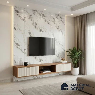 Marble Fluted Look LM 01363 Carve Craft 8 ft x 4 ft Texture Finish Decorative Laminate - 1 mm  | Suitable for TV Unit, Wardrobe, Kitchen Cabinets