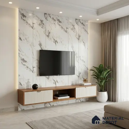 Marble Fluted Look LM 01363 Carve Craft 8 ft x 4 ft Texture Finish Decorative Laminate - 1 mm | Suitable for TV Unit, Wardrobe, Kitchen Cabinets
