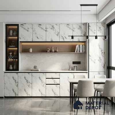 Marble Fluted Look LM 01363 Carve Craft 8 ft x 4 ft Texture Finish Decorative Laminate - 1 mm  | Suitable for TV Unit, Wardrobe, Kitchen Cabinets
