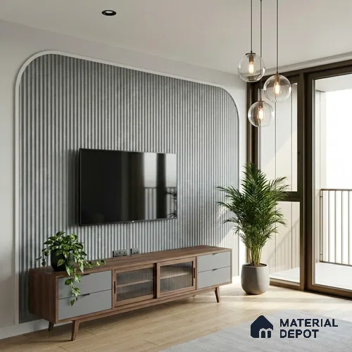Marble Fluted Look LM 01364 Tokyo Grey 8 ft x 4 ft Texture Finish Decorative Laminate - 1 mm | Suitable for TV Unit, Wardrobe, Kitchen Cabinets