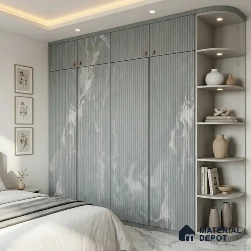 Marble Fluted Look LM 01364 Tokyo Grey 8 ft x 4 ft Texture Finish Decorative Laminate - 1 mm  | Suitable for TV Unit, Wardrobe, Kitchen Cabinets